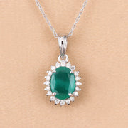 Bids.com 1.36 Carat Genuine Zambian Emerald and White Diamond 10K White Gold Pendant Pendants Wheat