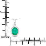 Bids.com 1.36 Carat Genuine Zambian Emerald and White Diamond 10K White Gold Pendant Pendants White Smoke