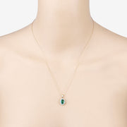 Bids.com 1.36 Carat Genuine Zambian Emerald and White Diamond 10K Yellow Gold Pendant Pendants Light Gray