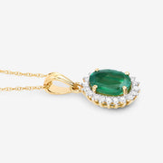 Bids.com 1.36 Carat Genuine Zambian Emerald and White Diamond 10K Yellow Gold Pendant Pendants White Smoke