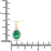 Bids.com 1.36 Carat Genuine Zambian Emerald and White Diamond 10K Yellow Gold Pendant Pendants White Smoke