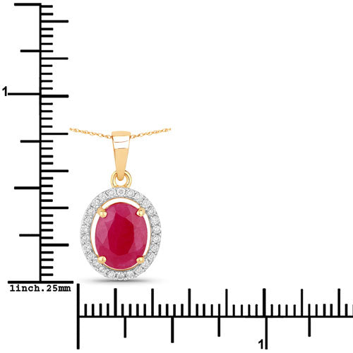 Bids.com 2.51 Carat Genuine Ruby and White Diamond 10K Yellow Gold Pendant Pendants White Smoke