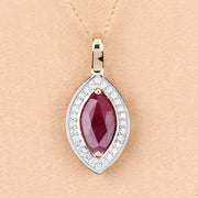 Bids.com 1.52 Carat Genuine Ruby and White Diamond 10K Yellow Gold Pendant Pendants Peach Puff