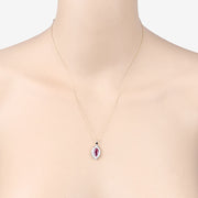 Bids.com 1.52 Carat Genuine Ruby and White Diamond 10K Yellow Gold Pendant Pendants Bisque