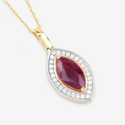 Bids.com 1.52 Carat Genuine Ruby and White Diamond 10K Yellow Gold Pendant Pendants White Smoke