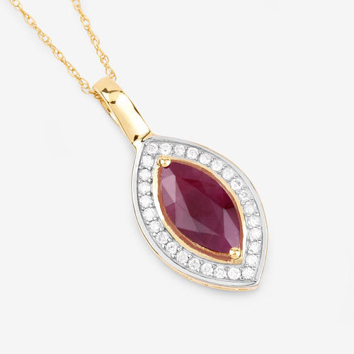 Bids.com 1.52 Carat Genuine Ruby and White Diamond 10K Yellow Gold Pendant Pendants White Smoke
