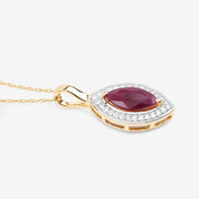 Bids.com 1.52 Carat Genuine Ruby and White Diamond 10K Yellow Gold Pendant Pendants White Smoke