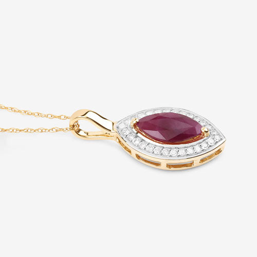 Bids.com 1.52 Carat Genuine Ruby and White Diamond 10K Yellow Gold Pendant Pendants White Smoke