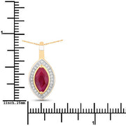 Bids.com 1.52 Carat Genuine Ruby and White Diamond 10K Yellow Gold Pendant Pendants White Smoke