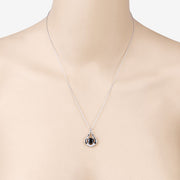 Bids.com 1.24 Carat Genuine Blue Sapphire and White Diamond 10K White Gold Pendant Pendants Light Gray