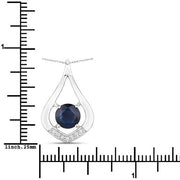 Bids.com 1.24 Carat Genuine Blue Sapphire and White Diamond 10K White Gold Pendant Pendants White Smoke
