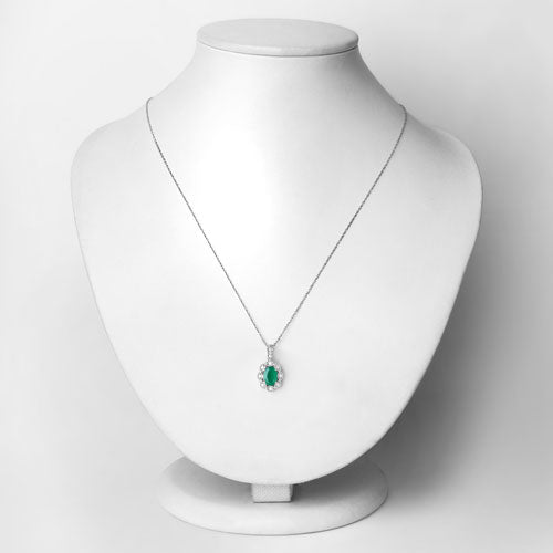 Bids.com 0.79 Carat Genuine Zambian Emerald and White Diamond 10K White Gold Pendant Pendants Lavender