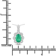 Bids.com 0.79 Carat Genuine Zambian Emerald and White Diamond 10K White Gold Pendant Pendants White Smoke