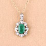 Bids.com 0.79 Carat Genuine Zambian Emerald and White Diamond 10K Yellow Gold Pendant Pendants Navajo White