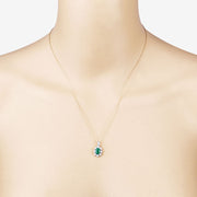 Bids.com 0.79 Carat Genuine Zambian Emerald and White Diamond 10K Yellow Gold Pendant Pendants Antique White
