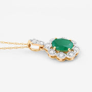 Bids.com 0.79 Carat Genuine Zambian Emerald and White Diamond 10K Yellow Gold Pendant Pendants White Smoke