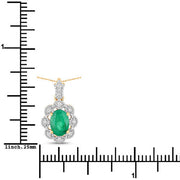 Bids.com 0.79 Carat Genuine Zambian Emerald and White Diamond 10K Yellow Gold Pendant Pendants White Smoke