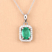 Bids.com 0.83 Carat Genuine Zambian Emerald and White Diamond 10K White Gold Pendant Pendants Navajo White