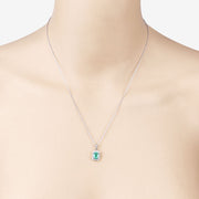 Bids.com 0.83 Carat Genuine Zambian Emerald and White Diamond 10K White Gold Pendant Pendants Antique White