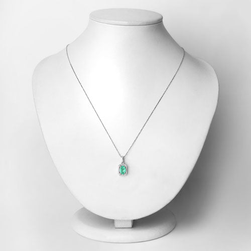 Bids.com 0.83 Carat Genuine Zambian Emerald and White Diamond 10K White Gold Pendant Pendants Lavender