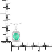 Bids.com 0.83 Carat Genuine Zambian Emerald and White Diamond 10K White Gold Pendant Pendants White Smoke