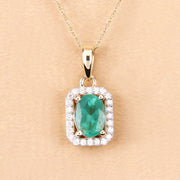 Bids.com 0.83 Carat Genuine Zambian Emerald and White Diamond 10K Yellow Gold Pendant Pendants Navajo White