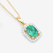 Bids.com 0.83 Carat Genuine Zambian Emerald and White Diamond 10K Yellow Gold Pendant Pendants White Smoke