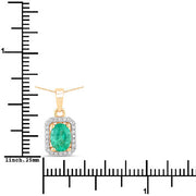 Bids.com 0.83 Carat Genuine Zambian Emerald and White Diamond 10K Yellow Gold Pendant Pendants White Smoke