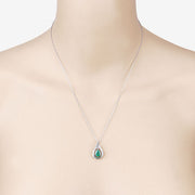 Bids.com 1.18 Carat Genuine Zambian Emerald and White Diamond 10K White Gold Pendant Pendants Light Gray