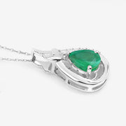 Bids.com 1.18 Carat Genuine Zambian Emerald and White Diamond 10K White Gold Pendant Pendants White Smoke