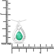 Bids.com 1.18 Carat Genuine Zambian Emerald and White Diamond 10K White Gold Pendant Pendants White Smoke