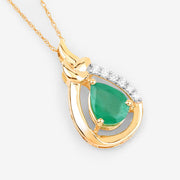 Bids.com 1.18 Carat Genuine Zambian Emerald and White Diamond 10K Yellow Gold Pendant Pendants White Smoke