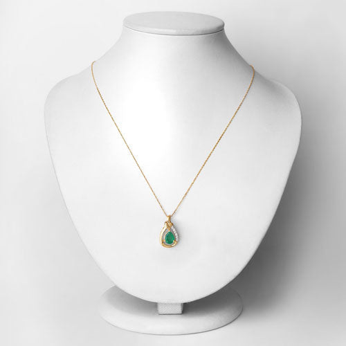 Bids.com 1.18 Carat Genuine Zambian Emerald and White Diamond 10K Yellow Gold Pendant Pendants Lavender