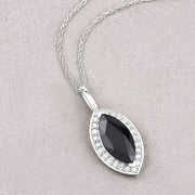 Bids.com 2.29 Carat Genuine Blue Sapphire and White Diamond 10K White Gold Pendant Pendants Light Gray