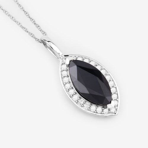 Bids.com 2.29 Carat Genuine Blue Sapphire and White Diamond 10K White Gold Pendant Pendants White Smoke