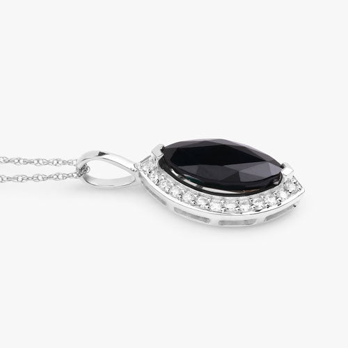 Bids.com 2.29 Carat Genuine Blue Sapphire and White Diamond 10K White Gold Pendant Pendants White Smoke