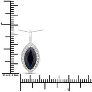 Bids.com 2.29 Carat Genuine Blue Sapphire and White Diamond 10K White Gold Pendant Pendants White Smoke