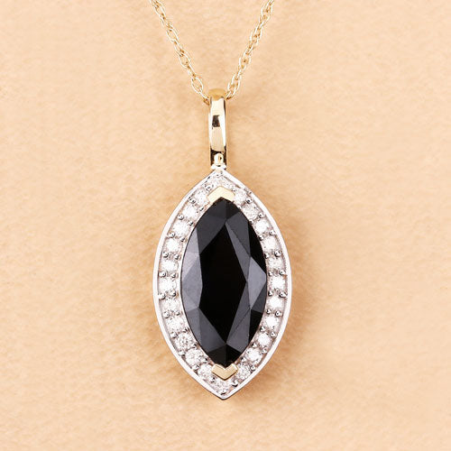 Bids.com 2.29 Carat Genuine Blue Sapphire and White Diamond 10K Yellow Gold Pendant Pendants Peach Puff