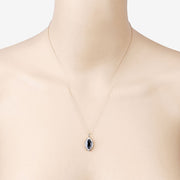 Bids.com 2.29 Carat Genuine Blue Sapphire and White Diamond 10K Yellow Gold Pendant Pendants Antique White
