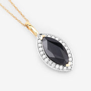 Bids.com 2.29 Carat Genuine Blue Sapphire and White Diamond 10K Yellow Gold Pendant Pendants White Smoke