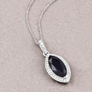 Bids.com 2.27 Carat Genuine Blue Sapphire and White Diamond 10K White Gold Pendant Pendants Gray