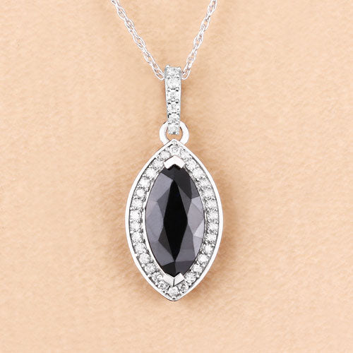 Bids.com 2.27 Carat Genuine Blue Sapphire and White Diamond 10K White Gold Pendant Pendants Wheat