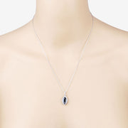 Bids.com 2.27 Carat Genuine Blue Sapphire and White Diamond 10K White Gold Pendant Pendants Antique White