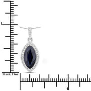 Bids.com 2.27 Carat Genuine Blue Sapphire and White Diamond 10K White Gold Pendant Pendants White Smoke