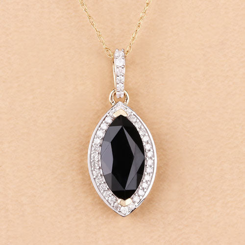 Bids.com 2.27 Carat Genuine Blue Sapphire and White Diamond 10K Yellow Gold Pendant Pendants Wheat