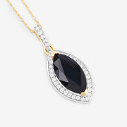 Bids.com 2.27 Carat Genuine Blue Sapphire and White Diamond 10K Yellow Gold Pendant Pendants White Smoke