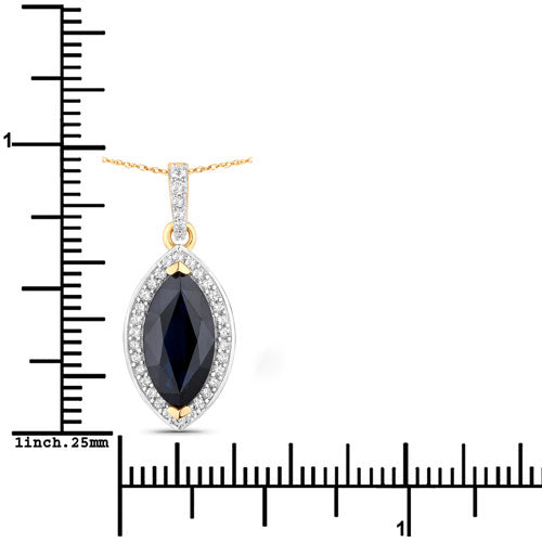 Bids.com 2.27 Carat Genuine Blue Sapphire and White Diamond 10K Yellow Gold Pendant Pendants White Smoke