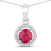 Bids.com 0.62 Carat Genuine Ruby and White Diamond 14K White Gold Pendant Pendants White Smoke Default Title