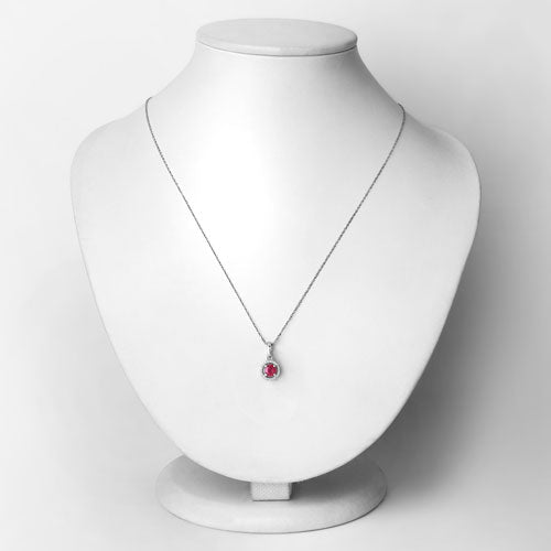 Bids.com 0.62 Carat Genuine Ruby and White Diamond 14K White Gold Pendant Pendants Lavender