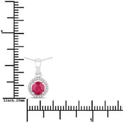 Bids.com 0.62 Carat Genuine Ruby and White Diamond 14K White Gold Pendant Pendants White Smoke